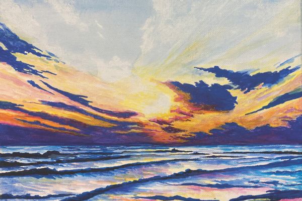 polzeath sunset on canvas