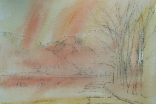 Step 1 using Sennelier Oil Pastels