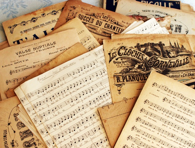 Sheet music pile