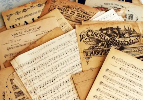 Sheet music pile Sheet music pile