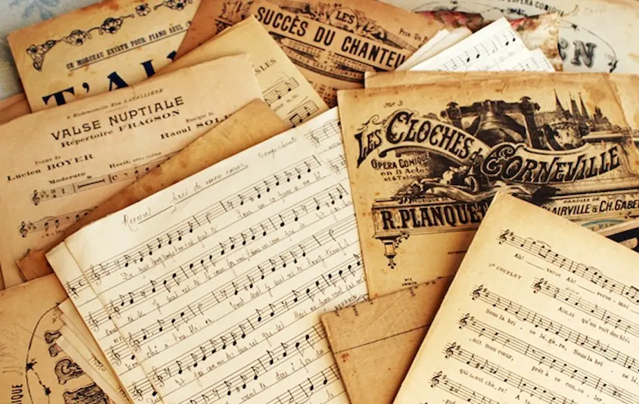 Sheet music pile Sheet music pile