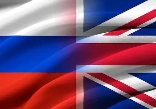 Russian and British flags Russian and British flags